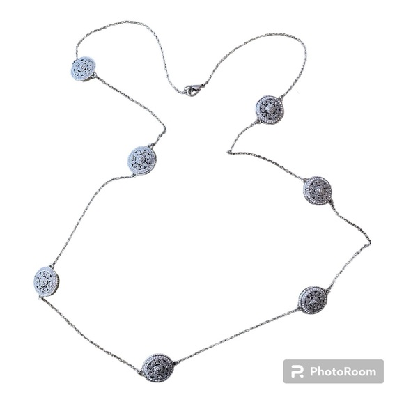 Silver Chain with Floral Discs Necklace - Picture 1 of 4